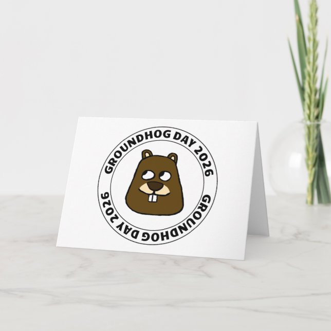 Groundhog Day 2026 with Groundhog face Card (Front)