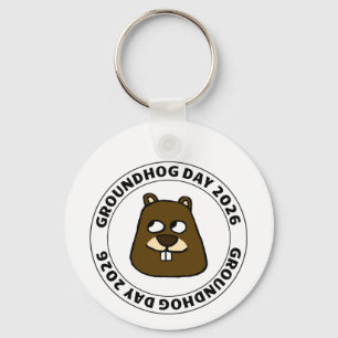 Groundhog Day 2026 with Groundhog face Keychain