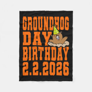 Groundhog Day Birthday February 2nd 2026 Party Ora Fleece Blanket