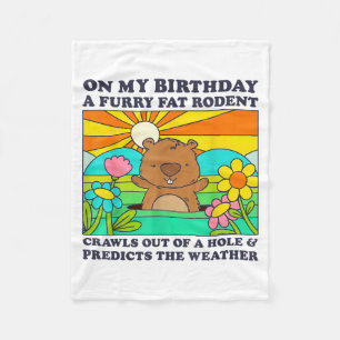 Groundhog Day Birthday Party Funny Furry Fat Roden Fleece Blanket