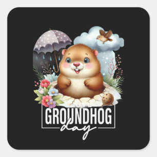 Groundhog Day Celebrate Punxsutawney Square Sticker