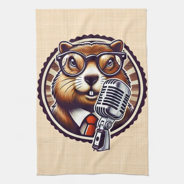 Groundhog Day Celebration - punxsutawney Kitchen Towel (Vertical)