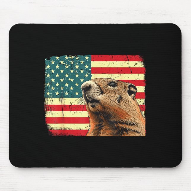 Groundhog Day Decorations 2025 Us Flag Groundhog D Mouse Pad (Front)