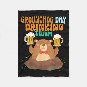 Groundhog Day Drinking Team Funny Fleece Blanket