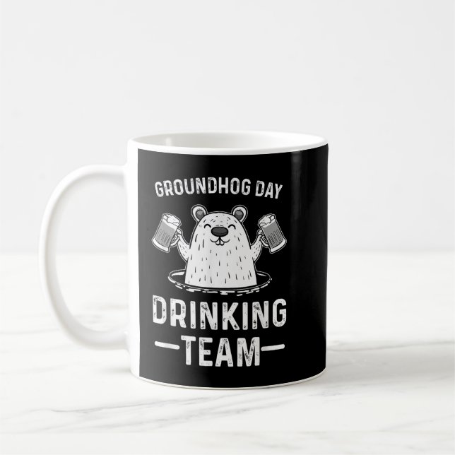 Groundhog Day Drinking Woodchuck February 2  Coffee Mug (Left)