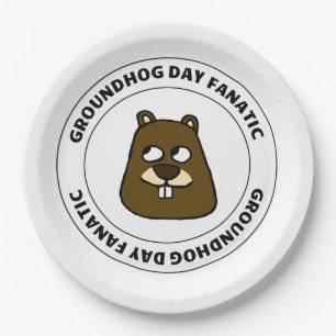 Groundhog Day Fanatic Paper Plate