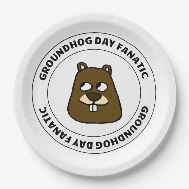 Groundhog Day Fanatic Paper Plate (Front)