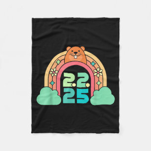 Groundhog Day February 2 2025 Women Retro Rainbow Fleece Blanket