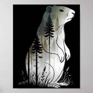Groundhog Day Forest Wildlife Animal Groundhog Squ Poster