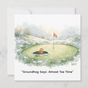 Groundhog Day Golfer Winter Golf Holiday Card