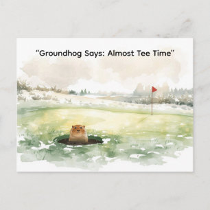 Groundhog Day Golfer Winter Golf Holiday Postcard