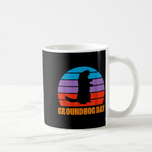 Groundhog Day Ground Hog Woodchuck Silhouette Retr Coffee Mug