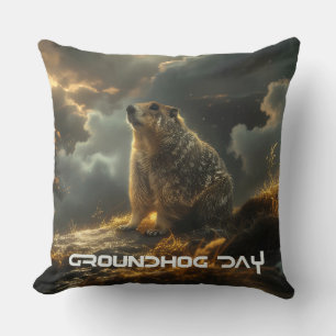 GROUNDHOG DAY - HAPPY GRIUNDHOG DAY THROW PILLOW