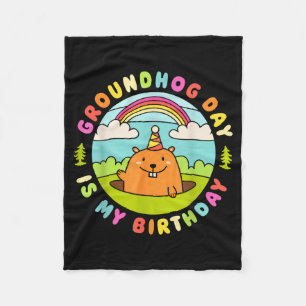Groundhog Day Is My Birthday Retro Party Hat 60s 7 Fleece Blanket