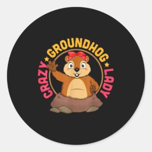 Groundhog Day Lady Forecasting Shadow Vibes Classic Round Sticker
