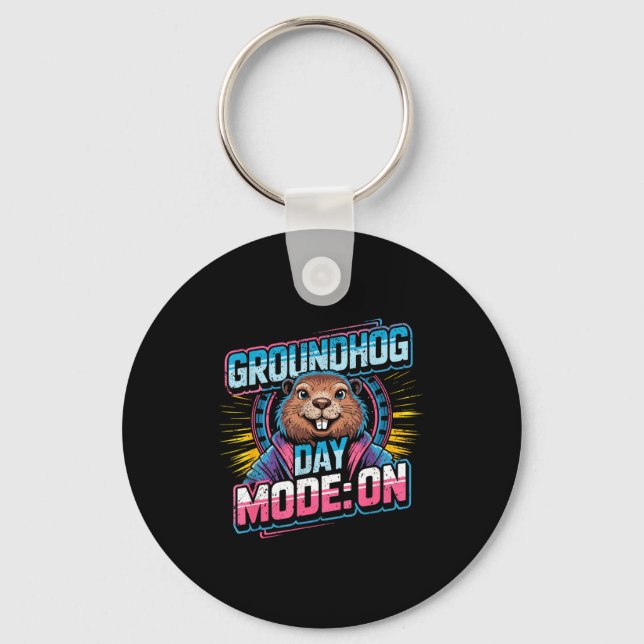 Groundhog Day Mode On Funny Weather Prediction  Keychain (Front)