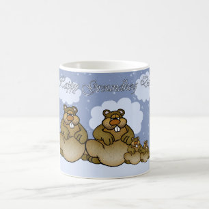 Groundhog Day Mug With Cute Groundhog Family