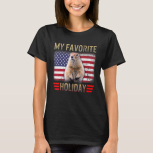 Groundhog Day My Favourite Holiday USA Flag Cute W T-Shirt