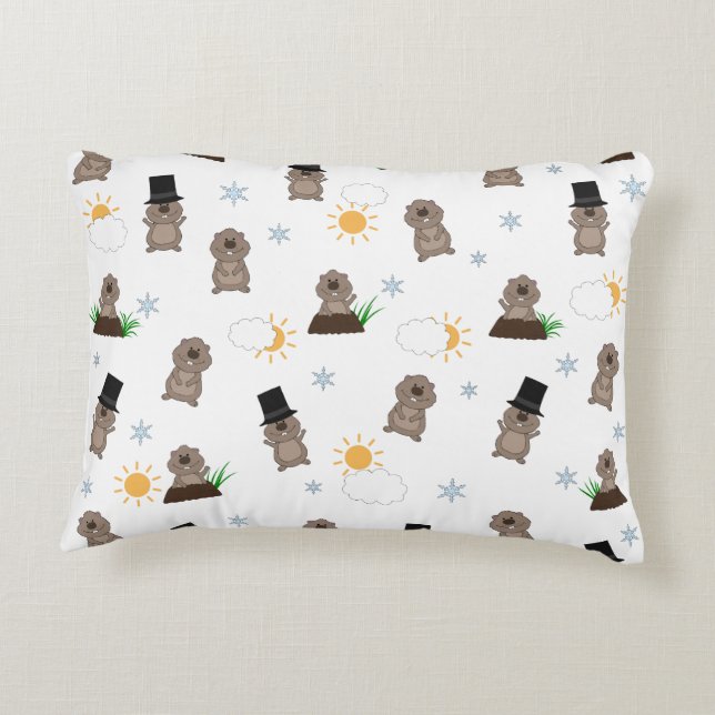 Groundhog Day Pattern Decorative Pillow (Back)