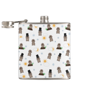 Groundhog Day Pattern Hip Flask