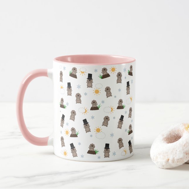 Groundhog Day Pattern Mug (With Donut)