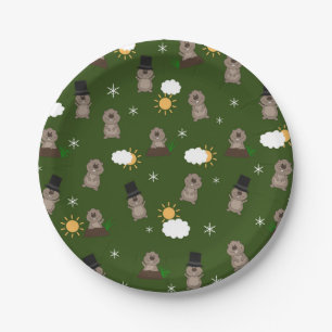 Groundhog Day Pattern Paper Plate