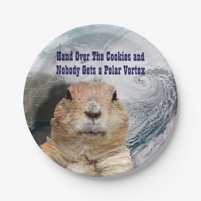 Groundhog Day Polar Vortex Paper Plate (Front)