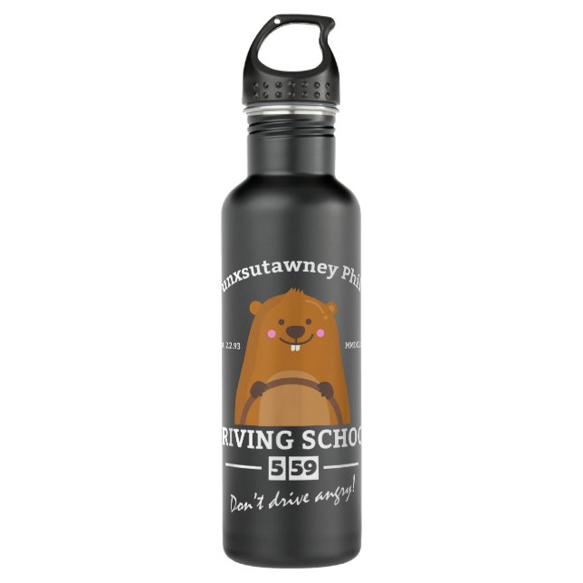 Groundhog Day Punxsutawney Phil Driving  710 Ml Water Bottle (Front)