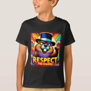 Groundhog Day Respect The Shadow Retro Design T-Shirt