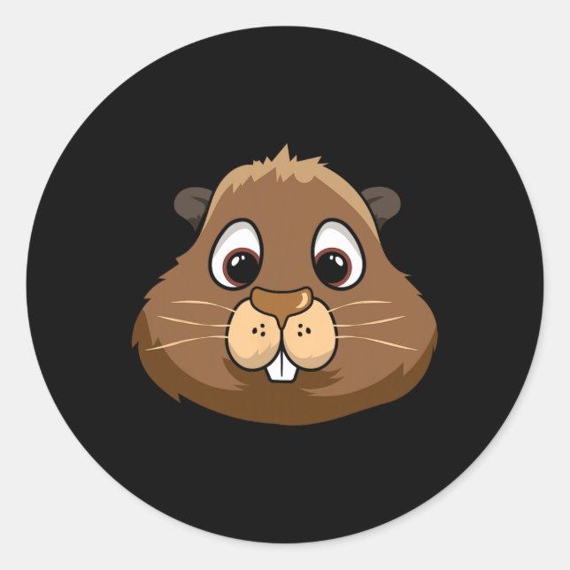 Groundhog Day Rodent Head Face Costume Cute Lazy H Classic Round Sticker (Front)