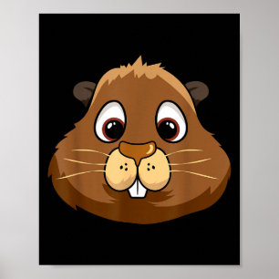 Groundhog Day Rodent Head Face Costume Cute Lazy H Poster
