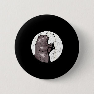 Groundhog Day Shadow Puppet Cute Rodent Costume Fu 2 Inch Round Button