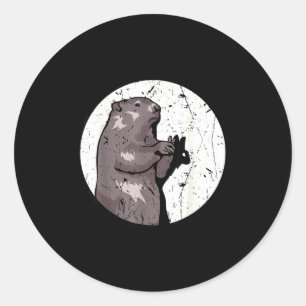 Groundhog Day Shadow Puppet Cute Rodent Costume Fu Classic Round Sticker
