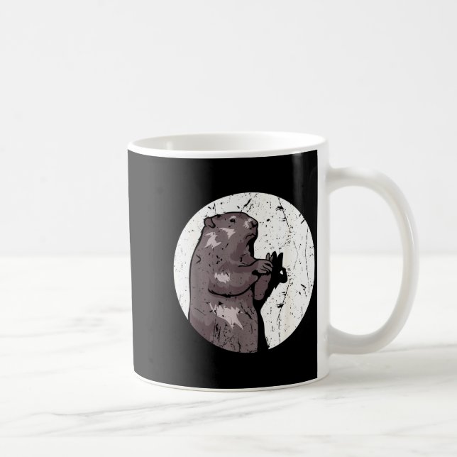 Groundhog Day Shadow Puppet Cute Rodent Costume Fu Coffee Mug (Right)
