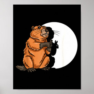 Groundhog Day Shadow Puppet Cute Rodent Costume Fu Poster