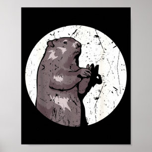 Groundhog Day Shadow Puppet Cute Rodent Costume Fu Poster