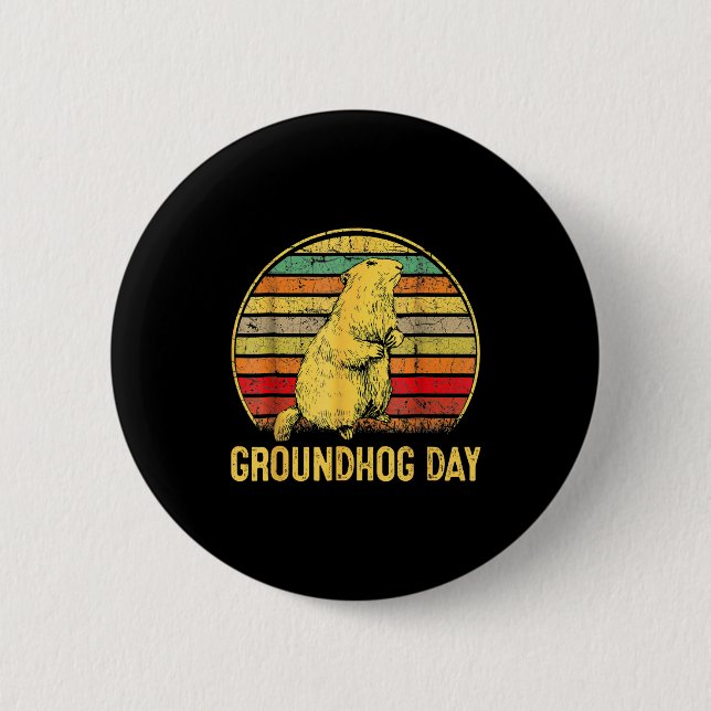Groundhog Day Shadow Puppet Funny  2 Inch Round Button (Front)