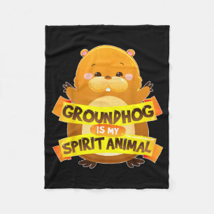 Groundhog Day Shirts Is My Spirit Animal Men Women Fleece Blanket