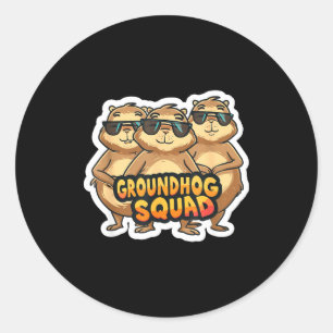 Groundhog Day Squad Funny Spring February Punxsuta Classic Round Sticker