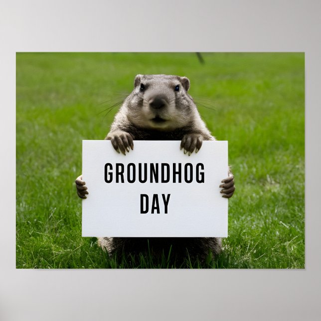 Groundhog Day Theme: Cute Groundhog  Poster (Front)