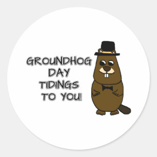 Groundhog Day tidings to you! Classic Round Sticker