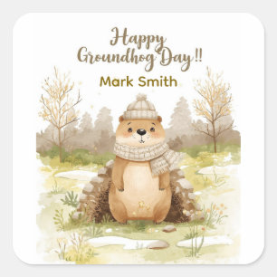 Groundhog Day Watercolor Stickers   Cute Classroom