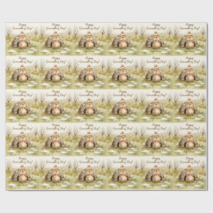 Groundhog day watercolor wrapping paper