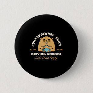 Groundhog Driving School Funny Men Women Retro Rod 2 Inch Round Button
