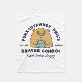 Groundhog Driving School Funny Men Women Retro Rod Fleece Blanket