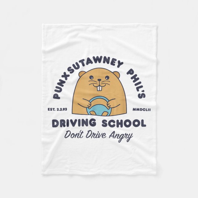 Groundhog Driving School Funny Men Women Retro Rod Fleece Blanket (Front)