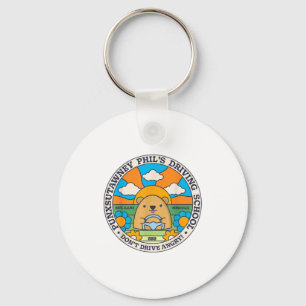 Groundhog Driving School Funny Men Women Retro Rod Keychain