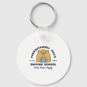 Groundhog Driving School Funny Men Women Retro Rod Keychain