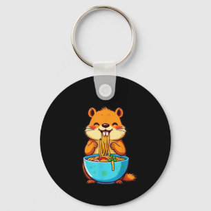 Groundhog Eating Ramen Happy Groundhog Day Keychain