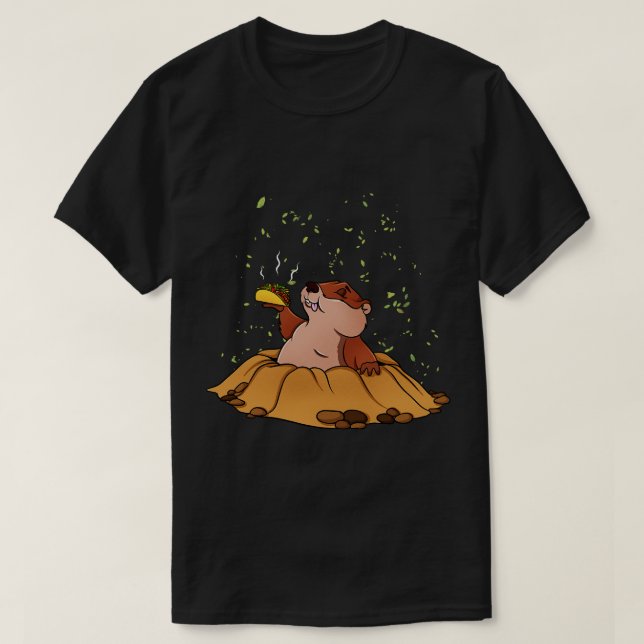 Groundhog Eating Tacos T-Shirt (Design Front)